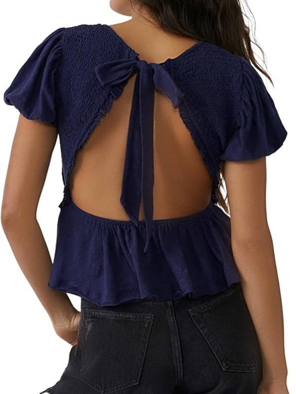 NWOT **Free People** Charlotte Smocked Open Back Top. Size S - Picture 3 of 11
